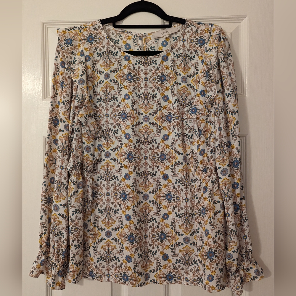 Loft ruffled blouse size L